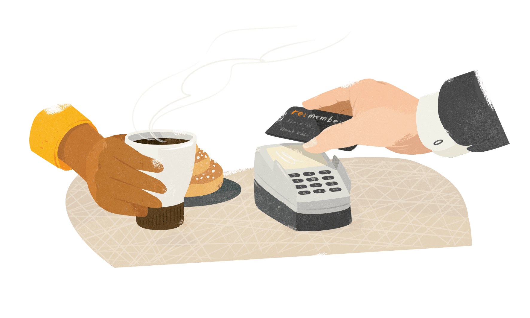 Illustrasjon av betaling med kort