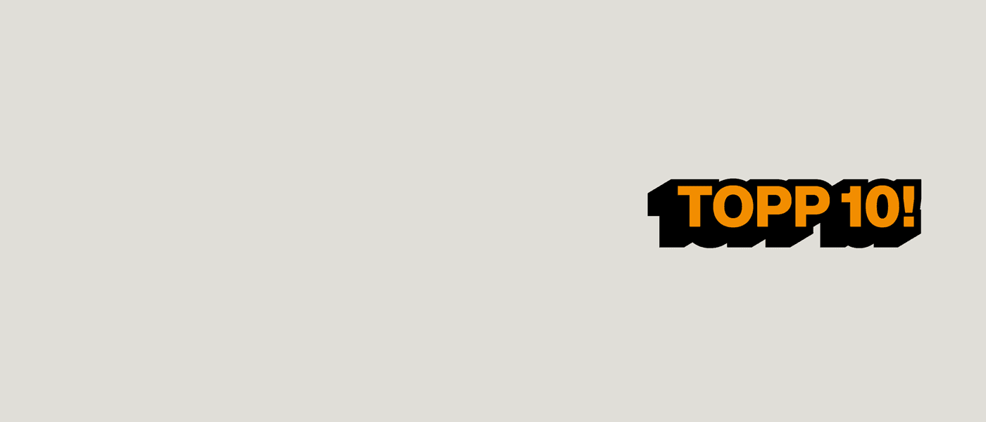 Grå bakgrunn med logo av topp ti