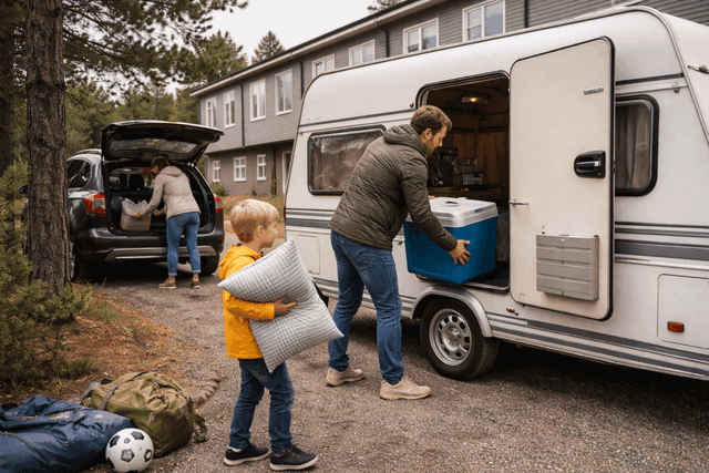 familie på ferie med campingsvong
